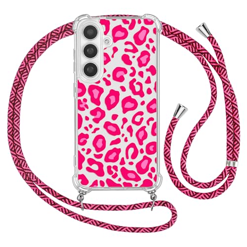 Ciciber Ttusy Handykette Hülle für Samsung Galaxy S25 mit Band, Durchsichtig Muster Leopard Case Weiches TPU Silikon Schutzhülle mit Kordel zum Umhängen Necklace HandyHülle für Samsung S25, 08 von Ciciber Ttusy