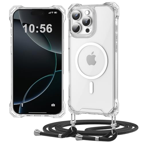 Ciciber Ttusy Handykette Hülle für iPhone 15 Pro Max mit Band, Magsafe PC Zurück Schutzhülle HandyHülle mit Kordel zum Umhängen Necklace Hülle für iPhone 15 Pro Max - Schwarz von Ciciber Ttusy