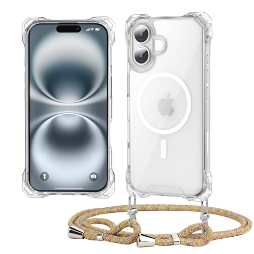 Ciciber Ttusy Handykette Hülle für iPhone 16 mit Band, Magsafe PC Zurück Schutzhülle HandyHülle mit Kordel zum Umhängen Necklace Hülle für iPhone 16 - Regenbogen Ciciber Ttusy Handykette Hülle für iPhone 16 mit Band, Magsafe PC Zurück Schutzhülle HandyHülle mit Kordel zum Umhängen Necklace Hülle für iPhone 16 - Regenbogen von Ciciber Ttusy