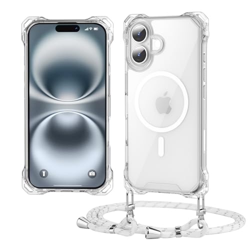 Ciciber Ttusy Handykette Hülle für iPhone 16 mit Band, Magsafe PC Zurück Schutzhülle HandyHülle mit Kordel zum Umhängen Necklace Hülle für iPhone 16 - Weiß Ciciber Ttusy Handykette Hülle für iPhone 16 mit Band, Magsafe PC Zurück Schutzhülle HandyHülle mit Kordel zum Umhängen Necklace Hülle für iPhone 16 - Weiß von Ciciber Ttusy