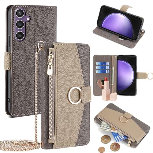 Ciciber Ttusy Hülle für Samsung Galaxy A55 5G mit Metallkette, Leder Flip Wallet Handyhülle mit Magnetischem Reißverschluss und Ständer Handykette Kartenfächer Spiegel Folio, Grau Ciciber Ttusy Hülle für Samsung Galaxy A55 5G mit Metallkette, Leder Flip Wallet Handyhülle mit Magnetischem Reißverschluss und Ständer Handykette Kartenfächer Spiegel Folio, Grau von Ciciber Ttusy