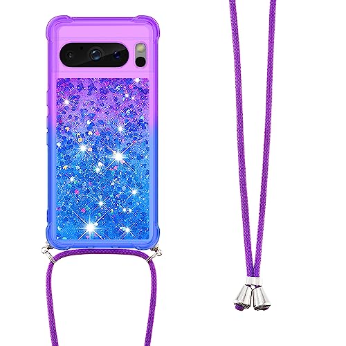 Ciciber Ttusy Handykette für Google Pixel 8 Pro, Hülle mit Band, Glitzer Transparent Bumper Schutzhülle mit Kordel zum Umhängen, Treibsand Necklace Hülle, Lila Blau Ciciber Ttusy Handykette für Google Pixel 8 Pro, Hülle mit Band, Glitzer Transparent Bumper Schutzhülle mit Kordel zum Umhängen, Treibsand Necklace Hülle, Lila Blau von Ciciber Ttusy