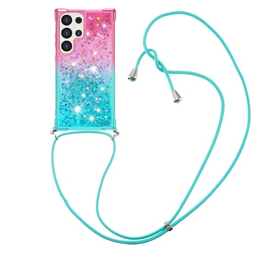 Ciciber Ttusy Handykette für Samsung Galaxy S24 Ultra, Hülle mit Band, Transparent Glitzer Bumper Schutzhülle mit Kordel zum Umhängen, Treibsand-Effekt & Handykette, Rosa Blau Ciciber Ttusy Handykette für Samsung Galaxy S24 Ultra, Hülle mit Band, Transparent Glitzer Bumper Schutzhülle mit Kordel zum Umhängen, Treibsand-Effekt & Handykette, Rosa Blau von Ciciber Ttusy