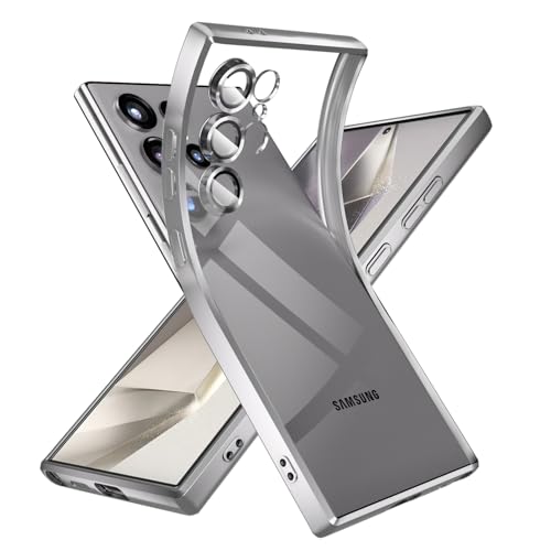 Ciciber Handyhülle für Samsung Galaxy S24 Ultra Hülle mit Integrierter Kameraschutz, Durchsichtig Dünn Schutzhülle Weiches Transparente Silikon Stoßfest Case für Galaxy S24 Ultra 5G 6.8"-Silbergrau von Ciciber