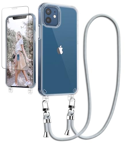 Ciciber Handykette Hülle für iPhone 12/12 Pro Handyhülle mit Band und Schutzfolie, Transparent Case mit Schnur zum Umhängen Kordel Necklace Hülle Schutzhülle für iPhone 12/12 Pro 6.1", grau Ciciber Handykette Hülle für iPhone 12/12 Pro Handyhülle mit Band und Schutzfolie, Transparent Case mit Schnur zum Umhängen Kordel Necklace Hülle Schutzhülle für iPhone 12/12 Pro 6.1", grau von Ciciber