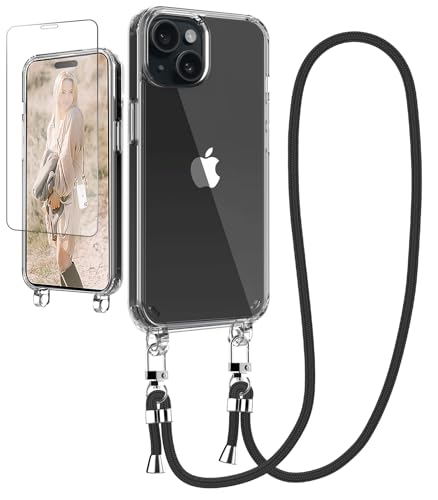 Ciciber Handykette Hülle für iPhone 15 Plus Handyhülle mit Band und Schutzfolie, Transparent Case mit Schnur zum Umhängen Kordel Necklace Hülle Schutzhülle für iPhone 15 Plus 6.7", schwarz Ciciber Handykette Hülle für iPhone 15 Plus Handyhülle mit Band und Schutzfolie, Transparent Case mit Schnur zum Umhängen Kordel Necklace Hülle Schutzhülle für iPhone 15 Plus 6.7", schwarz von Ciciber