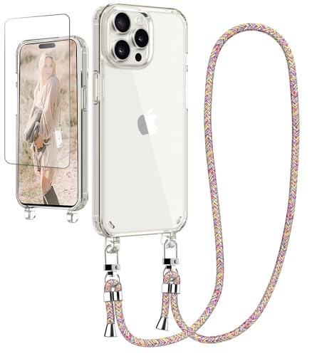 Ciciber Handykette Hülle für iPhone 15 Pro Handyhülle mit Band und Schutzfolie, Transparent Case mit Schnur zum Umhängen Kordel Necklace Hülle Schutzhülle für iPhone 15 Pro 6.1", Regenbogen Ciciber Handykette Hülle für iPhone 15 Pro Handyhülle mit Band und Schutzfolie, Transparent Case mit Schnur zum Umhängen Kordel Necklace Hülle Schutzhülle für iPhone 15 Pro 6.1", Regenbogen von Ciciber