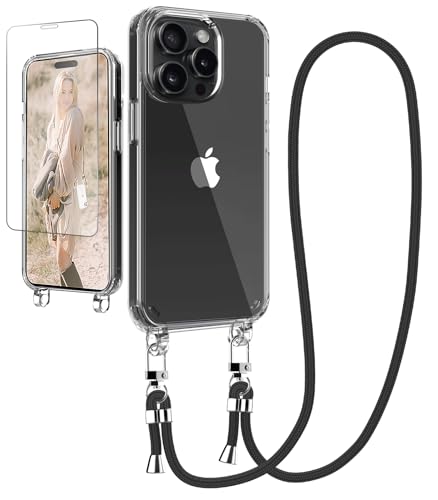 Ciciber Handykette Hülle für iPhone 15 Pro Max Handyhülle mit Band und Schutzfolie, Transparent Case mit Schnur zum Umhängen Kordel Necklace Hülle Schutzhülle für iPhone 15 Pro Max 6.7", schwarz Ciciber Handykette Hülle für iPhone 15 Pro Max Handyhülle mit Band und Schutzfolie, Transparent Case mit Schnur zum Umhängen Kordel Necklace Hülle Schutzhülle für iPhone 15 Pro Max 6.7", schwarz von Ciciber