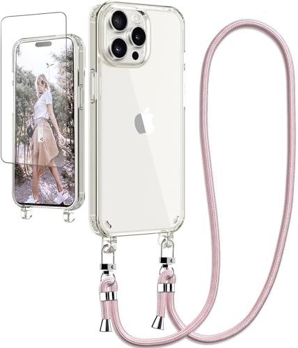 Ciciber Handykette Hülle für iPhone 16 Pro Max Handyhülle mit Band und Schutzfolie, Transparent Case mit Schnur zum Umhängen Kordel Necklace Hülle Schutzhülle für iPhone 16 Pro Max 6.9", roségold Ciciber Handykette Hülle für iPhone 16 Pro Max Handyhülle mit Band und Schutzfolie, Transparent Case mit Schnur zum Umhängen Kordel Necklace Hülle Schutzhülle für iPhone 16 Pro Max 6.9", roségold von Ciciber