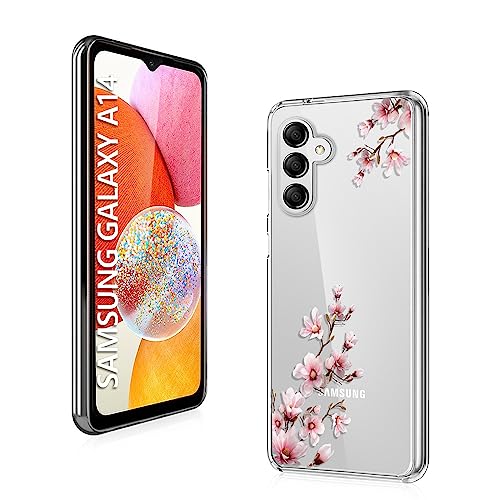 Ciciber Samsung Galaxy A14 4G/5G Hülle, Ultra Dünne Transparent TPU Handyhülle für Samsung A14,Slim Fit Stoßfest Schutzhülle Galaxy A14 Case Cover mit Pfirsichblüte Blumen Motiv von Ciciber