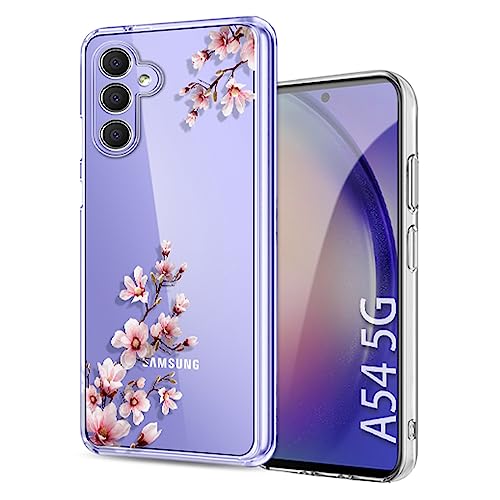 Ciciber Samsung Galaxy A54 5G Hülle, Ultra Dünne Transparent TPU Handyhülle für Samsung A54,Slim Fit Stoßfest Schutzhülle Galaxy A54 Case Cover mit Pfirsichblüte Blumen Motiv von Ciciber