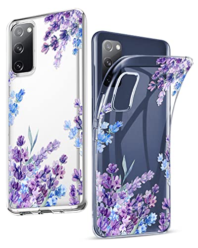 Ciciber Samsung Galaxy S20 FE Hülle 4G/5G, Dünne Transparent TPU-Silikon Kratzern Handyhülle für Samsung S20 FE 2022, Clear Cover mit Blumen Motiv Schützt vor Stößen Case Lila/Lavendel von Ciciber