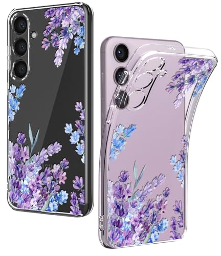 Ciciber Samsung Galaxy S23 Hülle, Dünne Transparent TPU-Silikon Kratzern Handyhülle für Samsung S23, Clear Cover mit Blumen Motiv Schützt vor Stößen Case Lila/Lavendel von Ciciber