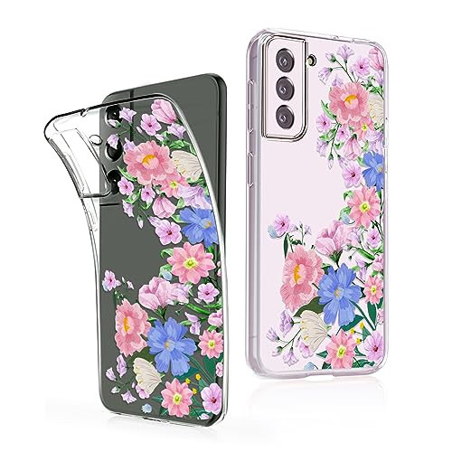 Ciciber Samsung Galaxy S23 Hülle, Dünne Transparent TPU-Silikon Kratzern Handyhülle für Samsung S23, Clear Cover mit Blumen Motiv Schützt vor Stößen Case Wüstenrose Rosa von Ciciber