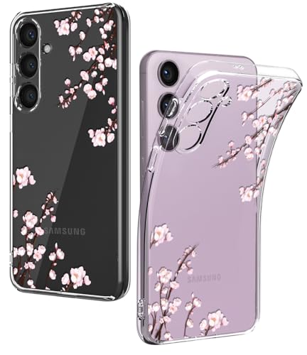 Ciciber Samsung Galaxy S23 Plus Hülle, Dünne Transparent TPU-Silikon Kratzern Handyhülle für Samsung S23+, Clear Cover mit Blumen Motiv Schützt vor Stößen Case Kirschblüten von Ciciber