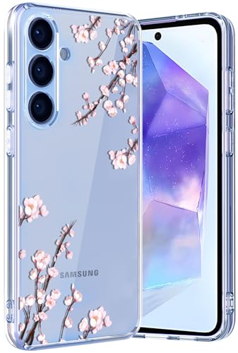 Ciciber für Samsung Galaxy A55 5G Hülle, Transparent Handyhülle für Samsung A55 Dünn Mädchen Muster Stoßfest Schutzhülle Galaxy A55 Case TPU Cover mit Kirschblüten Blumen Motiv von Ciciber