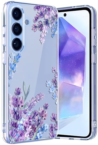 Ciciber für Samsung Galaxy A55 5G Hülle, Transparent Handyhülle für Samsung A55 Dünn Mädchen Muster Stoßfest Schutzhülle Galaxy A55 Case TPU Cover mit Lavendel Blumen Motiv von Ciciber
