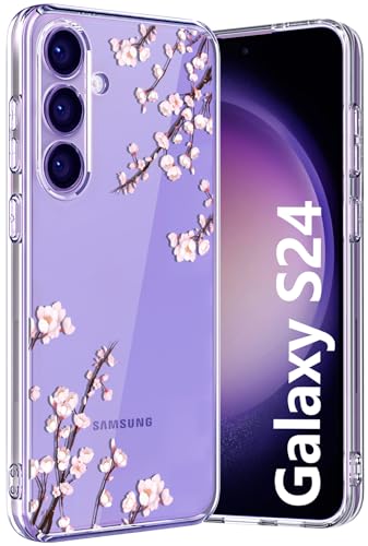 Ciciber für Samsung Galaxy S24 Hülle, Transparent Handyhülle für Samsung S24 Dünn Mädchen Muster Stoßfest Schutzhülle Galaxy S24 Case TPU Cover mit Kirschblüten Blumen Motiv von Ciciber