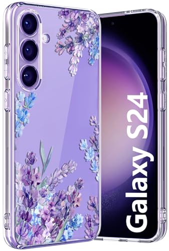 Ciciber für Samsung Galaxy S24 Hülle, Transparent Handyhülle für Samsung S24 Dünn Mädchen Muster Stoßfest Schutzhülle Galaxy S24 Case TPU Cover mit Lavendel Blumen Motiv von Ciciber