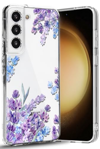 Ciciber für Samsung Galaxy S22 Hülle, Transparent Handyhülle für Samsung S22 Dünn Mädchen Muster Stoßfest Schutzhülle Galaxy S22 Case TPU Cover mit Lavendel Blumen Motiv von Ciciber