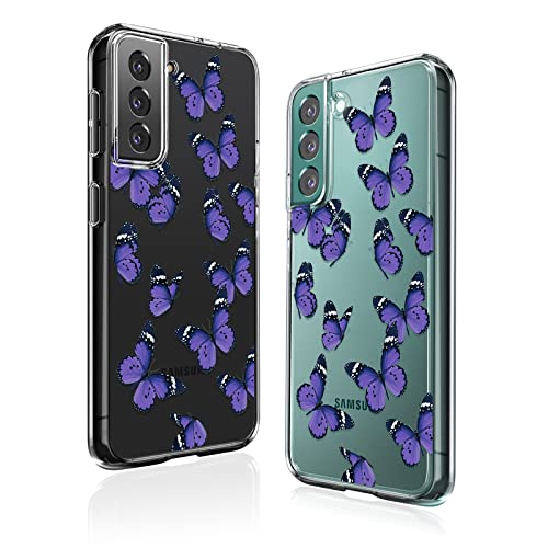 Handyhülle Kompatibel mit Samsung Galaxy S22 Plus, Ultra Dünn Leicht Transparent TPU-Silikon Kratzern Hülle, Samsung S22+ Case Cover mit Motiv Schützt vor Stößen Case Lila Schmetterling von Ciciber