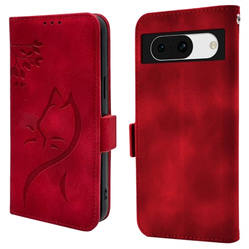 Cicili Handyhülle für Google Pixel 8A Hülle Leder Ständer Kartenfach Schutzhülle mit Magnetisch Klapphülle Google Pixel 8A Wallet Flip Case Cover Tasche Rot von Cicili