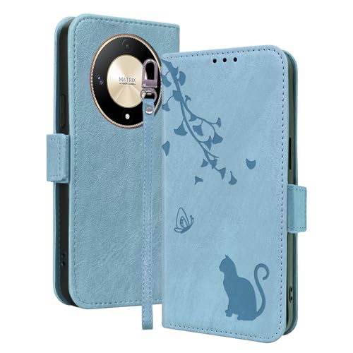 Cicili Handyhülle für Honor Magic6 Lite Leder Hülle Ständer Kartenfächer Klapphülle Magnetische Schließe Honor Magic 6 Lite 5G Schutzhülle Wallet Flip Case Cover Tasche - Blau von Cicili