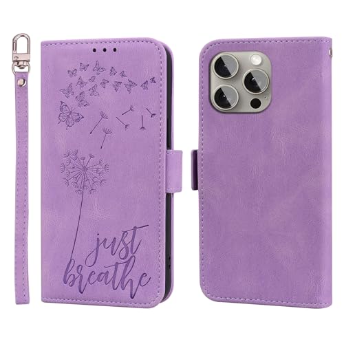 Cicili Hülle Kompatibel mit iPhone 15 Pro 6.1" Klappbar Stoßfestes PU Leder Flip Brieftasche Handyhülle mit Kartenfächern und Standfunktion Eingebaute Magnetisch Handytasche - Lila von Cicili