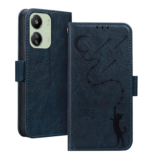 Cicili Hülle für Xiaomi Redmi 13C 4G / Xiaomi Poco C65 Leder Schutzhülle Ständer Kartenfächer Stoßfeste Handyhülle Redmi 13C 4G/Xiaomi Poco C65 Klapphülle, Navy Blau von Cicili