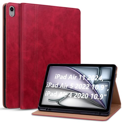 Cicili Hülle für iPad Air 11 Zoll M3/M2, iPad Air 7/6/5/4 Hülle (2025/2024/2022/2020) 10,9 Zoll Case,mit Stifthalter, Abdeckung mit Auto Schlafen/Wachen Ständer Tablet Schutzhülle,Rot von Cicili