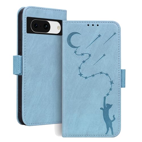 Handyhülle für Google Pixel 8a Hülle Leder Schutzhülle Ständer Kartenfächer Stoßfeste Klapphülle Pixel 8A 5G Wallet Flip Case Cover Tasche Blau von Cicili