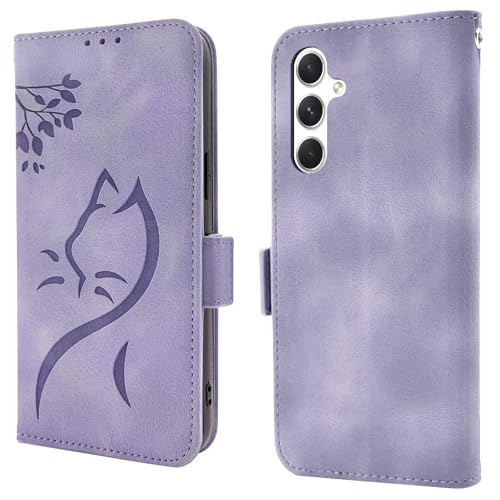 Handyhülle für Samsung Galaxy A25 Hülle Leder Ständer Kartenfach Schutzhülle mit Magnetisch Klapphülle Samsung Galaxy A25 5G Wallet Flip Case Cover Tasche Violett von Cicili