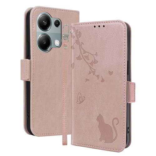 Cicili Handyhülle für Xiaomi Redmi Note 13 Pro 4G/Xiaomi Poco M6 Pro 4G - Leder Hülle mit Ständer, Kartenfächern, Magnetischer Schließe - Rosa von Cicili