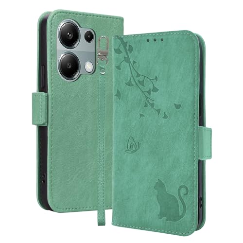 Handyhülle für Xiaomi Redmi Note 13 Pro 4G/Xiaomi Poco M6 Pro 4G Leder Hülle Ständer Kartenfächer Magnetische Schließe Redmi Note 13 Pro 4G/Poco M6 Pro 4G Schutzhülle Wallet Flip Case Cover -Grün von Cicili