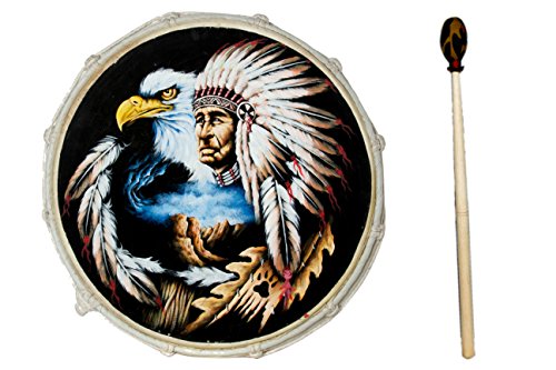 30cm Grosse Schamanentrommel Adler mit Indianer Rahmentrommel Bodhran Drum von Ciffre
