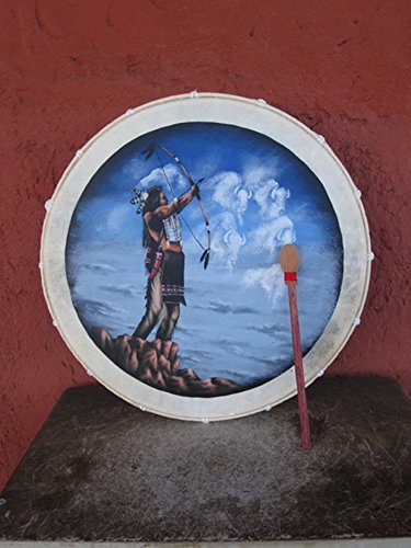 30cm Grosse Schamanentrommel Indianer Rahmentrommel Bhodran Drum Pfeil Bogen von Ciffre