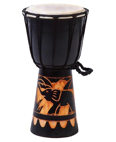 30cm Hohe Kinder Djembe Geschnitzt Elefant Trommel Drum Handarbeit Schwarz von Ciffre
