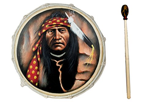 40cm Grosse Schamanentrommel Geronimo Gemalt Rahmentrommel Bodhran Drum R6 von Ciffre