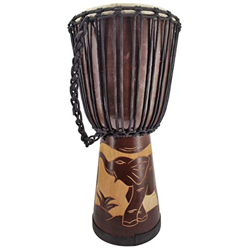 50cm Profi Djembe Alpin Elefant Braun geschnitzt 1 A Klang Garantie M2 von Ciffre