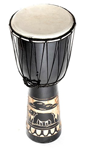 60cm Große Djembe Trommel Bongo Drum Elefant Braun Fair Trade Top Klang Schwarz von Ciffre