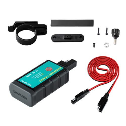 Ciieeo 1Satz Wasserdichtes USB Ladegerät mit Dual USB Anschlüssen Kompatibel Schnelles Laden für Smartphones und GPS SAE Verbindungskabel und Halterung von Ciieeo