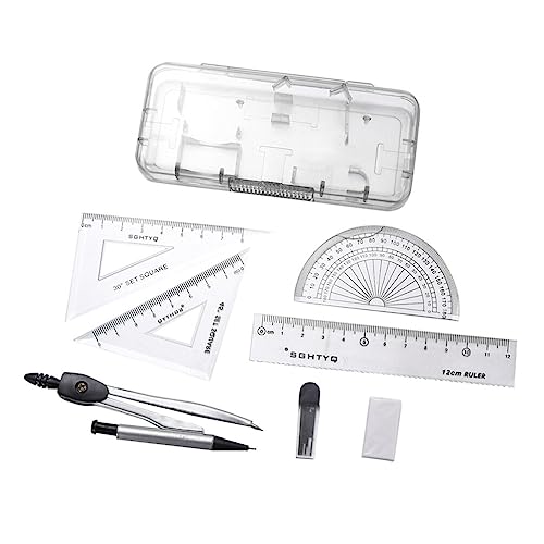 Ciieeo 2 Sätze à 12 Stück Winkelmesser Herrscher T-werkzeug T Lineal Geometriewerkzeuge Protector-geometrie-tool Kompass Mathe-tool Geometrie Kompass Zirkel Student Automatisch von Ciieeo