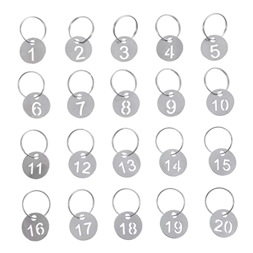 Ciieeo 20 Stück Nummernschild-Nummernschilder Edelstahl Schlüsselanhänger Schlüsselanhänger Nummernschild Marker Schlüsselanhänger Mit Zahlen Nummernschild Schlüsselanhänger von Ciieeo