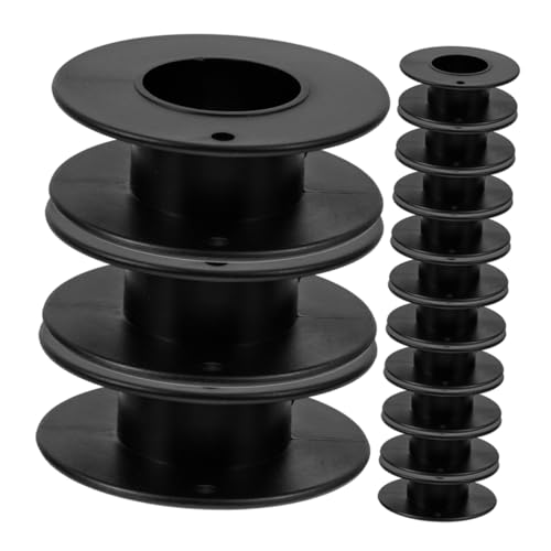 Ciieeo 20 Stück Rollenspule Fadenspulen Tragbare Spuler Leere Holzspule Garnspule Spulenhalter Unterfadenhalter Farbbandspule Drahtspule Zahnseidespulen Aus Kunststoff Black Plastik von Ciieeo