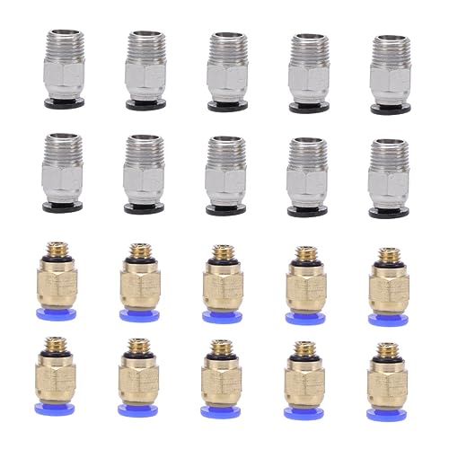 Ciieeo 20 Stücke Gerade Pneumatische Connector Kit Push Schnellspann Befestigung 3D Drucker Goldene von Ciieeo
