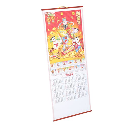 Ciieeo 2024 Tierkreis-Wandkalender Büro Dekor Chinesisches Dekor Chinoiserie-Dekor Tradition Chinesischer Kalender 2024 Tischkalender Wandkalender 2024 Monatlicher Großer von Ciieeo