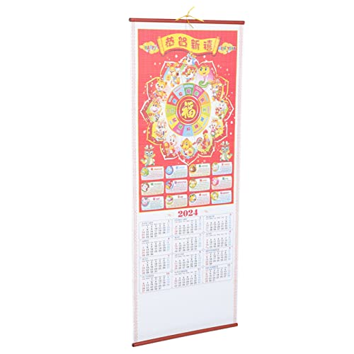 Ciieeo 2024 Tierkreis-Wandkalender Tischdekoration Bürodekoration Schreibtischdekoration Jahr Des Drachen Kalender Frühlingsfestkalender 12 Monatliche Wandkalender Chinesischer von Ciieeo