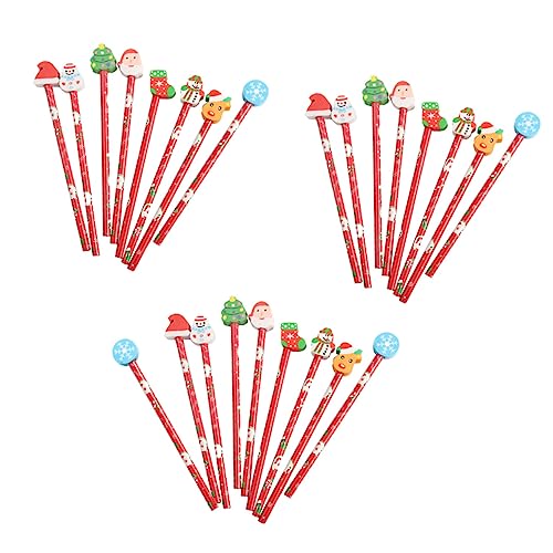 Ciieeo 25st Weihnachtsbleistift Top Radiergummi Schreibstifte Winterstifte Für Kinder Weihnachts-cartoon-bleistifte Bleistift Mit Wintermotiv Radierkopf Füllstoff Tpr Student von Ciieeo