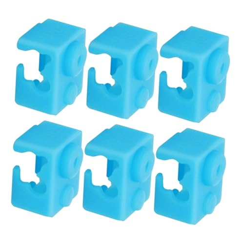 Ciieeo 6 Stück Wärmeblock-Aluminiumblock-Silikonabdeckung Druckerteile Heizblock D Druck Zubehör D Drucker Teile D Drucker-Upgrade Silikonblöcke Silikon-Heizkissen Kieselgel Sky-blue von Ciieeo
