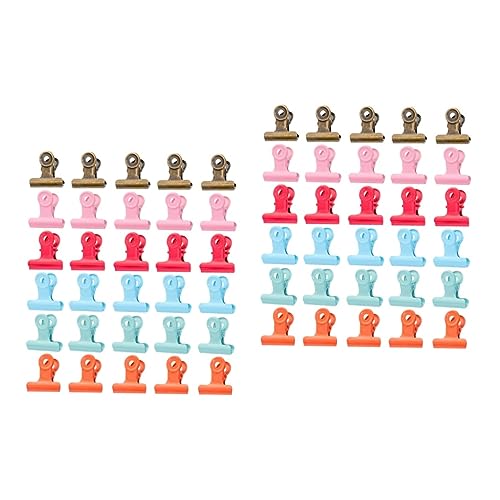 Ciieeo 80 Stück Mini-Ordner Rosa Ordner Büroordner Ordner Rosa Klammern Büroklammer Büroklammer Papierhalter Scharnierklammer Metall Elliot-Ordnermaterial Clips von Ciieeo